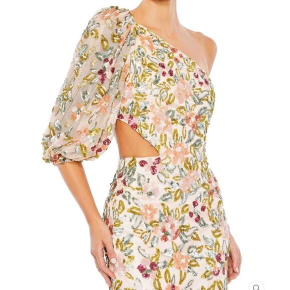 Mac Duggal 5567 Womens ONE SHOULDER FLORAL EMBELLISHED GOWN Dress - Picture 3 of 14